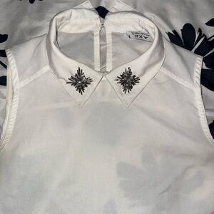 Elegant White Blouse with Silver Accents